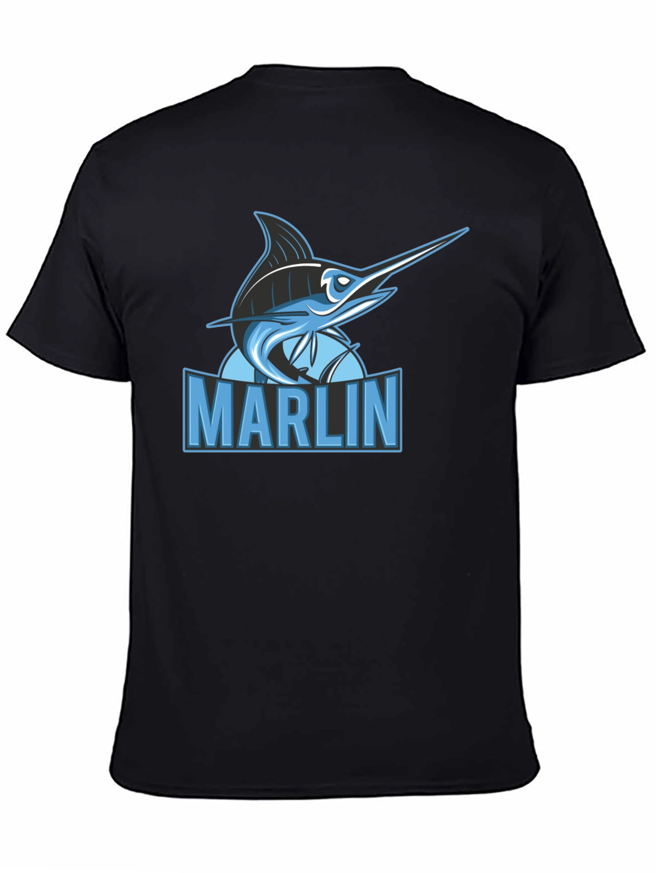 Marlin Fish Graphic Print Black T-Shirt