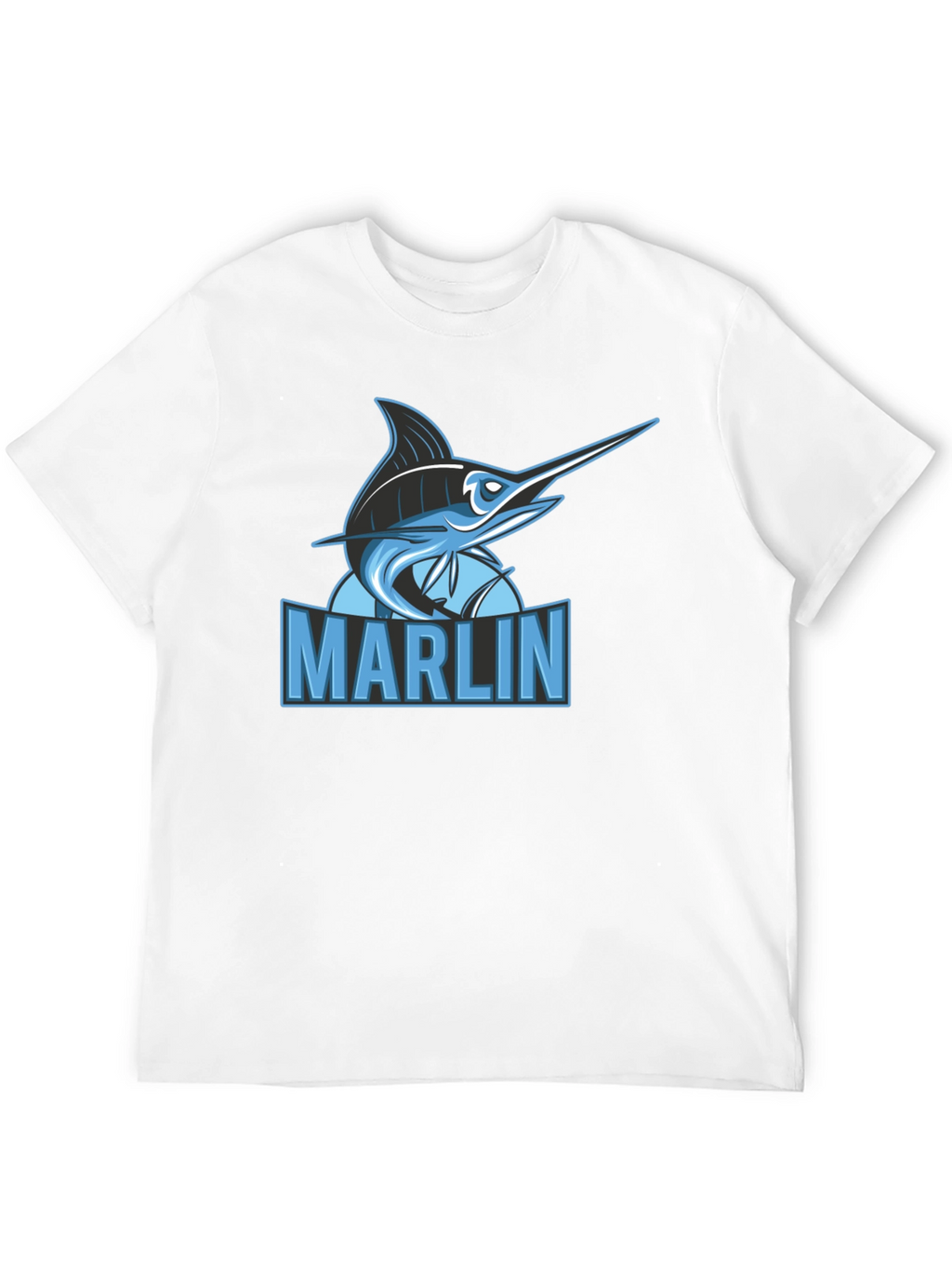 Marlin Fish Graphic Print Black T-Shirt