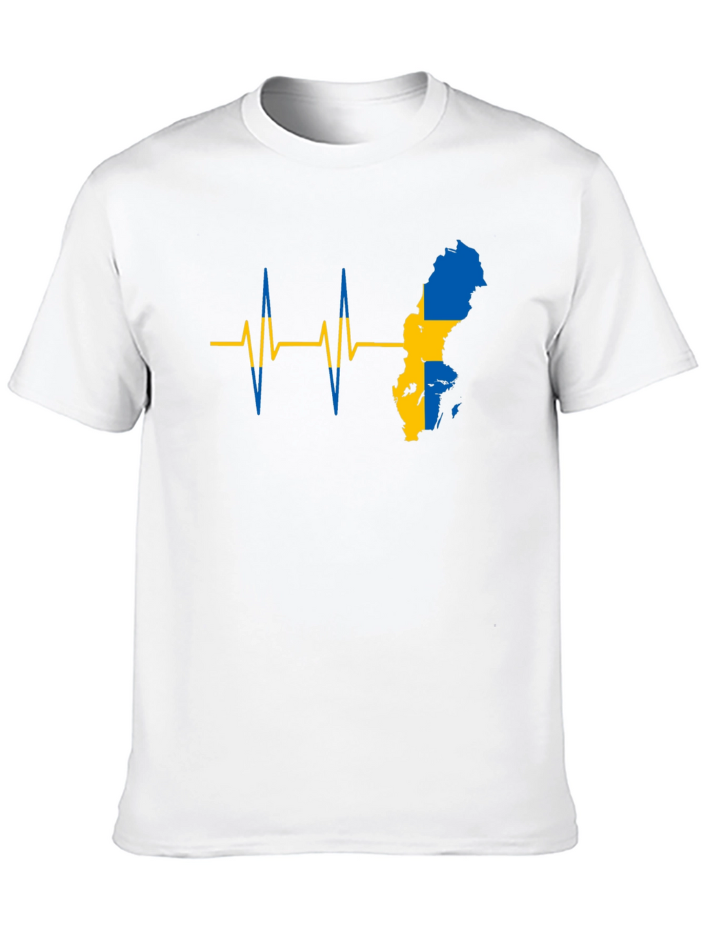 Sweden Flag Heartbeat T-Shirt - Black