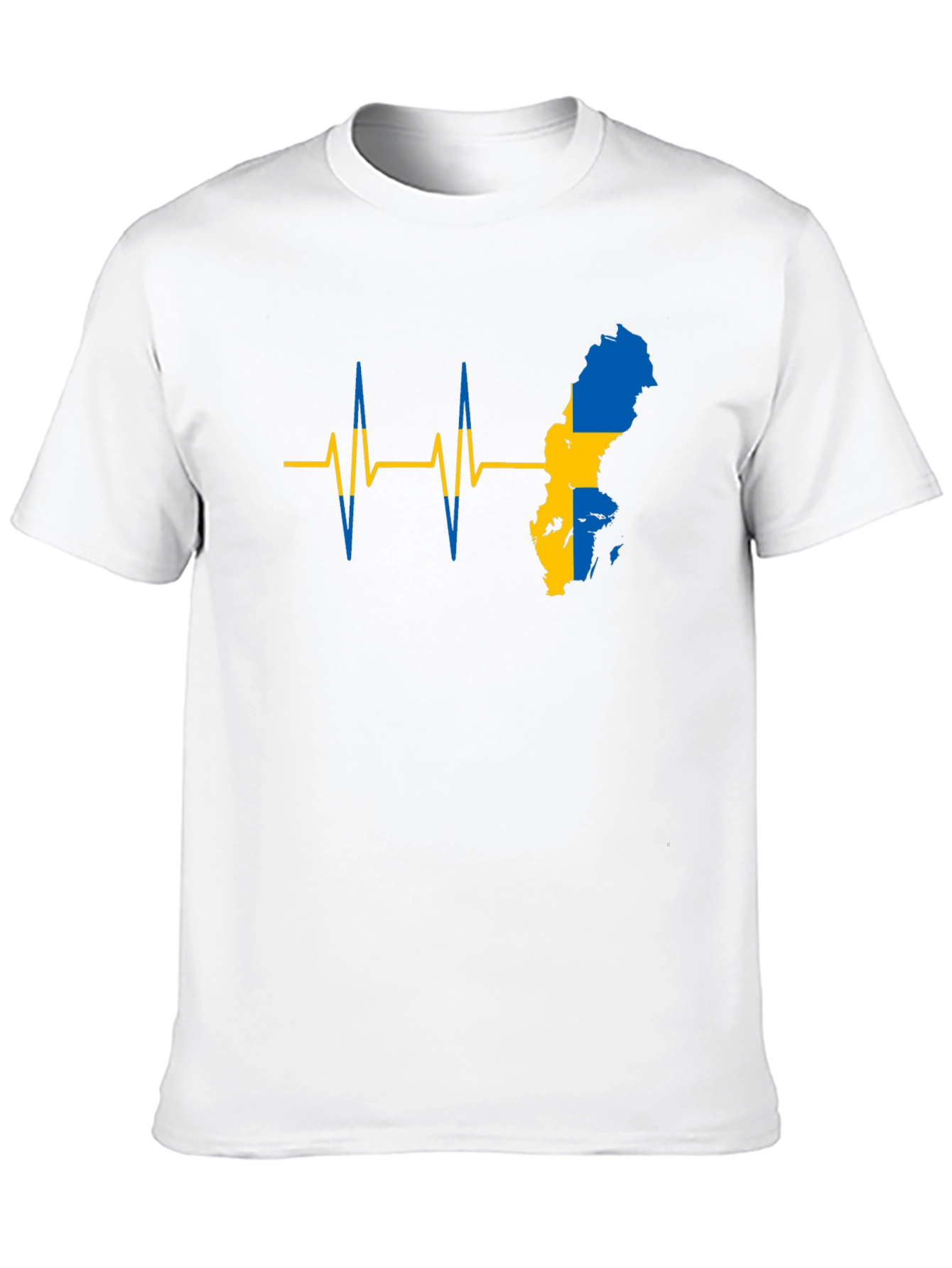 Sweden Flag Heartbeat T-Shirt - Black