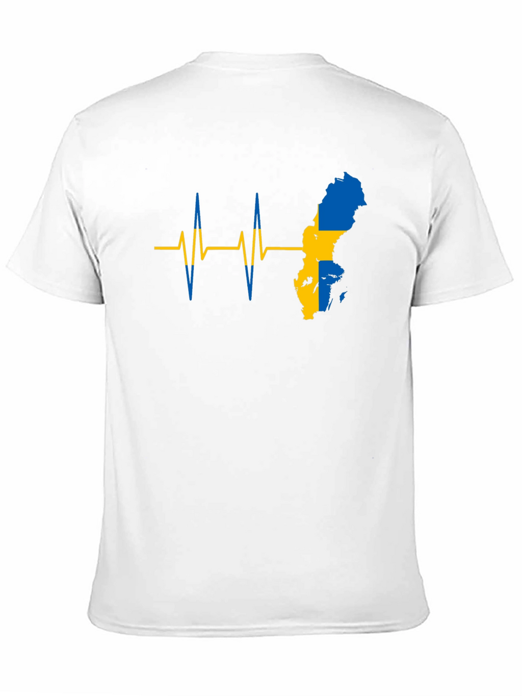 Sweden Flag Heartbeat T-Shirt - Black
