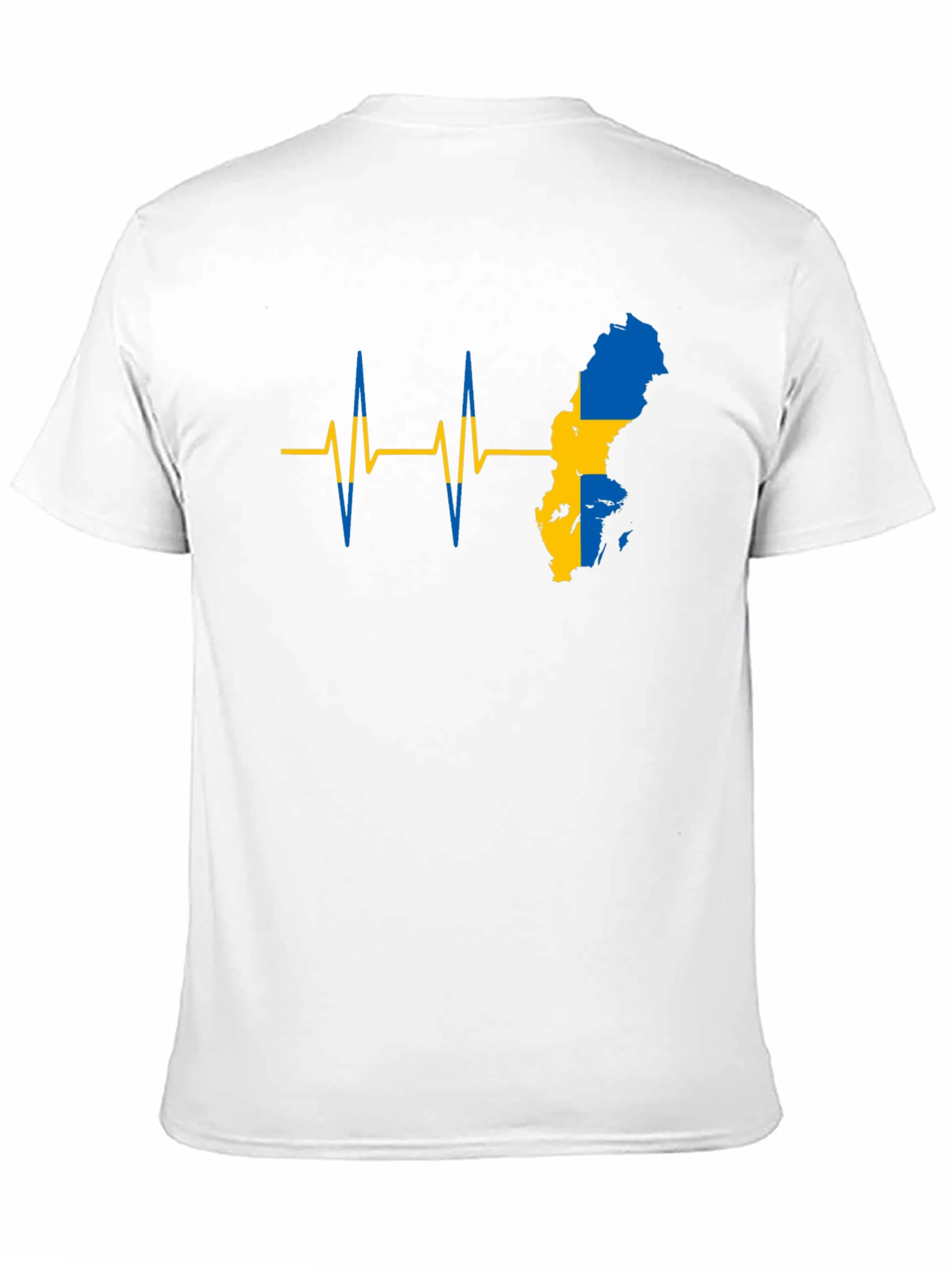 Sweden Flag Heartbeat T-Shirt - Black