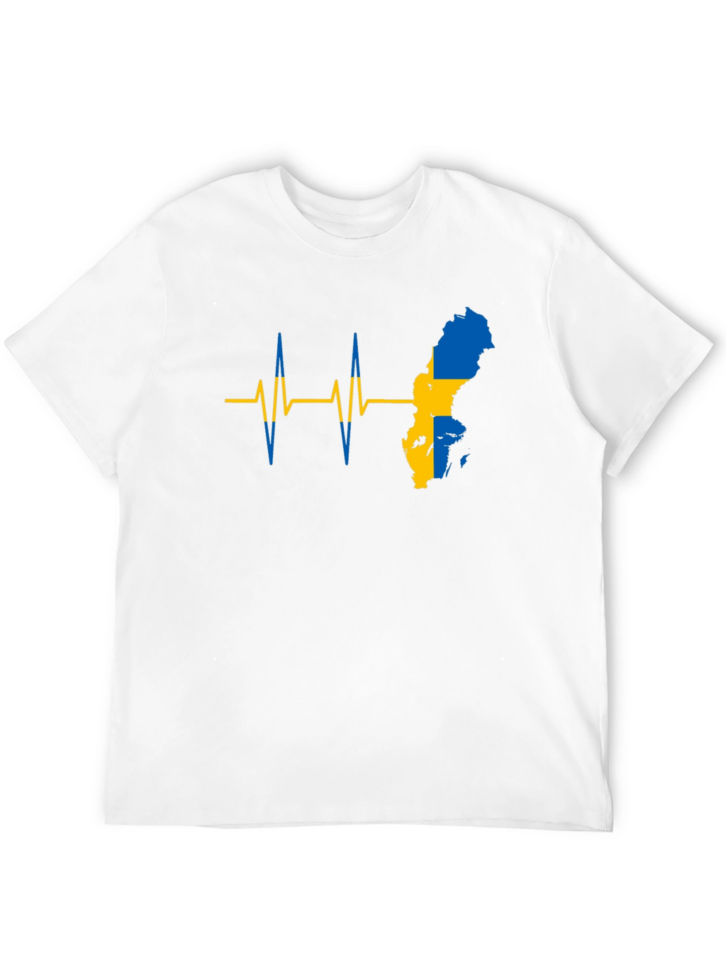 Sweden Flag Heartbeat T-Shirt - Black