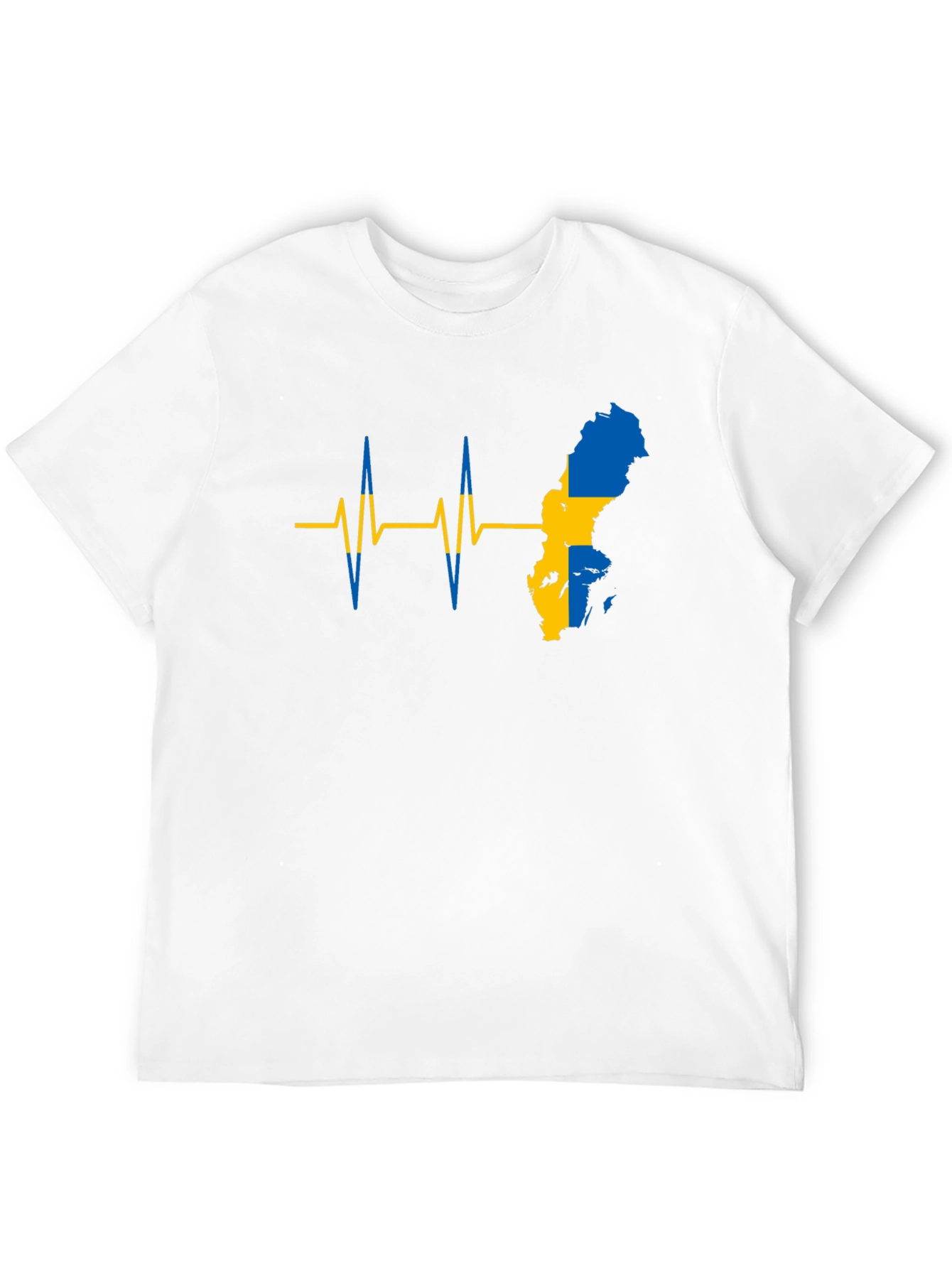 Sweden Flag Heartbeat T-Shirt - Black
