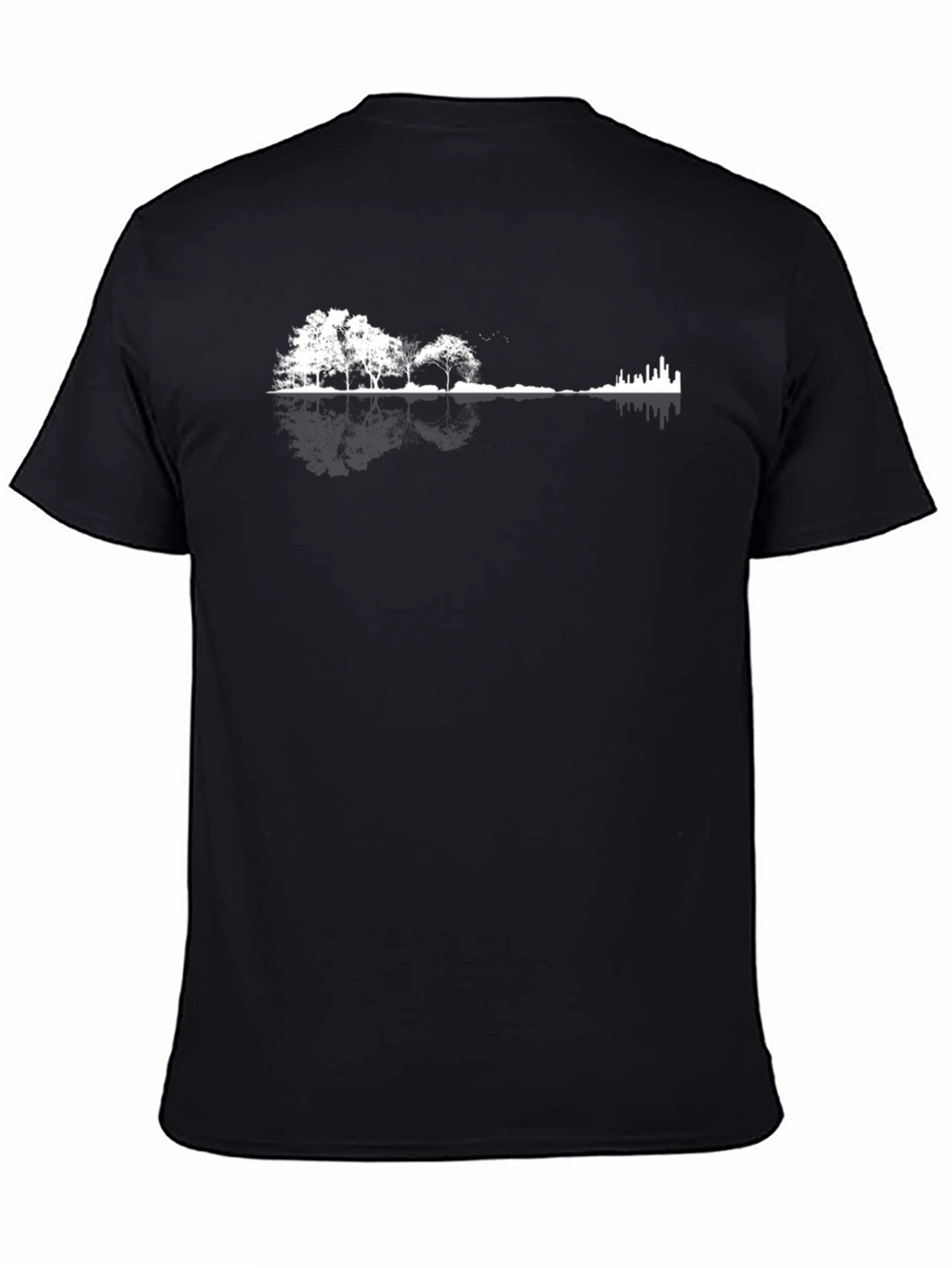 Nature & Cityscape Graphic Tee - Black Cotton Blend