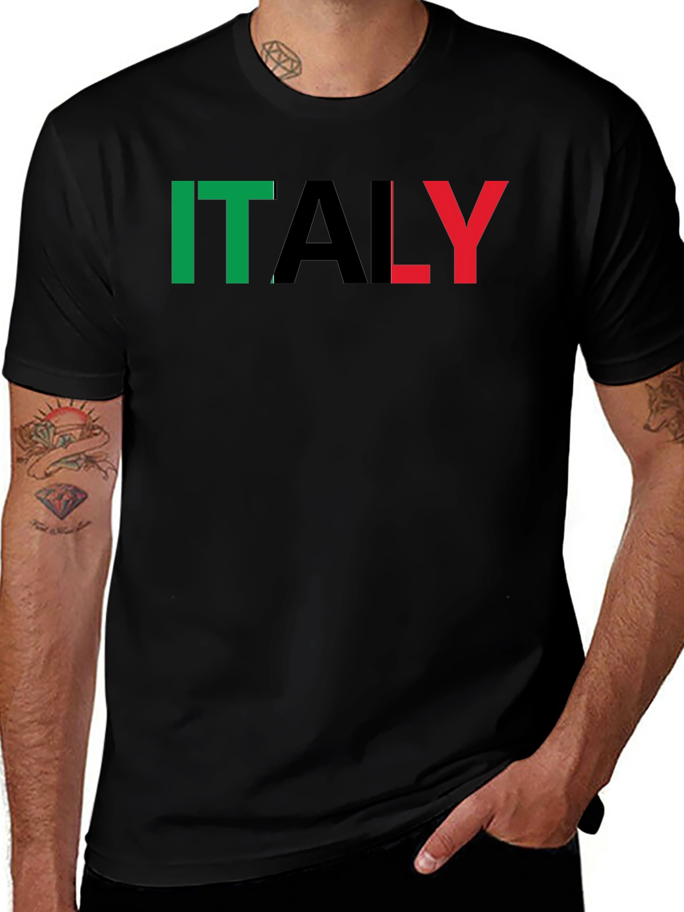 Italy Flag T-Shirt - Black Graphic Tee