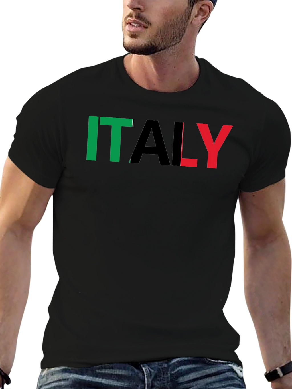 Italy Flag T-Shirt - Black Graphic Tee