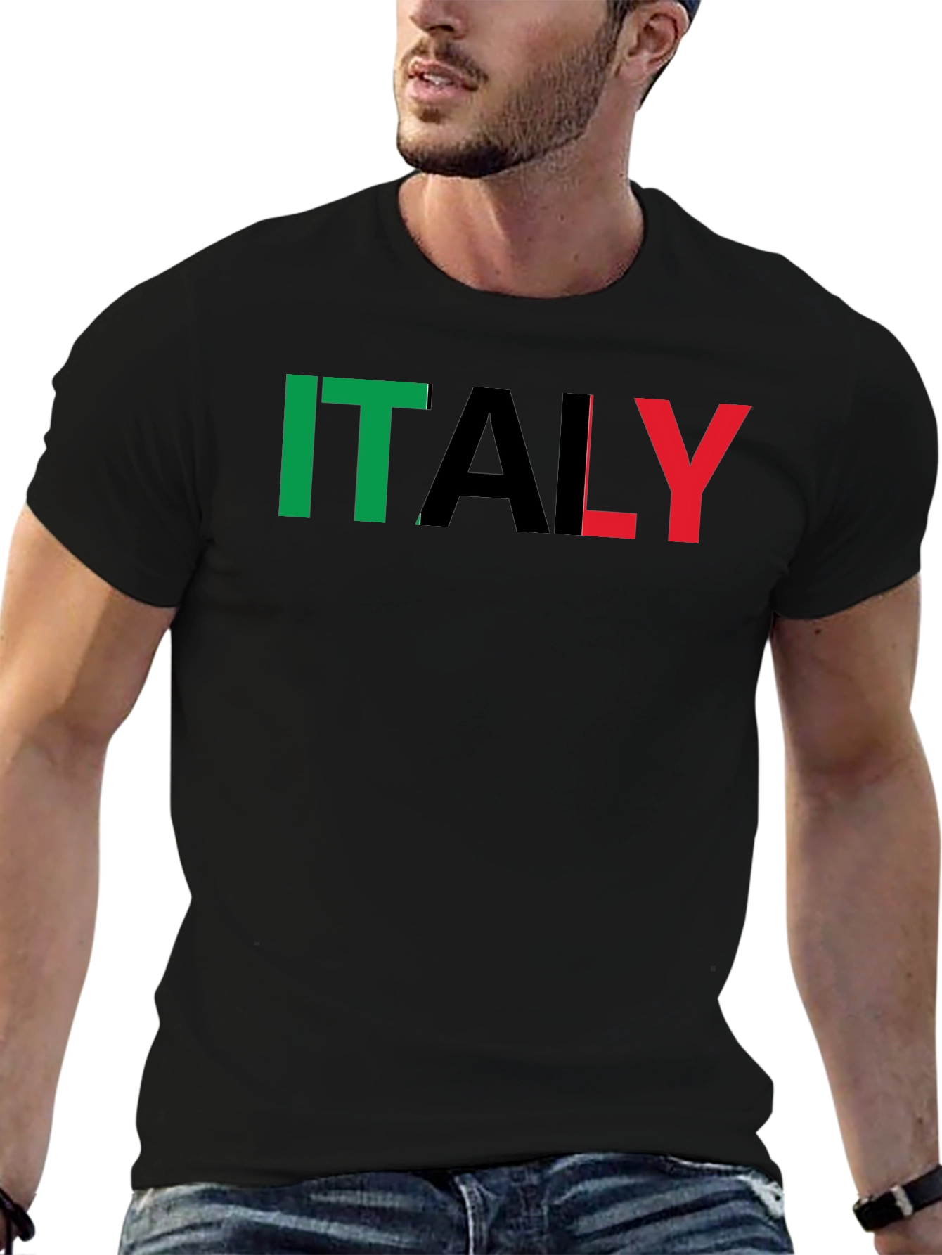 Italy Flag T-Shirt - Black Graphic Tee