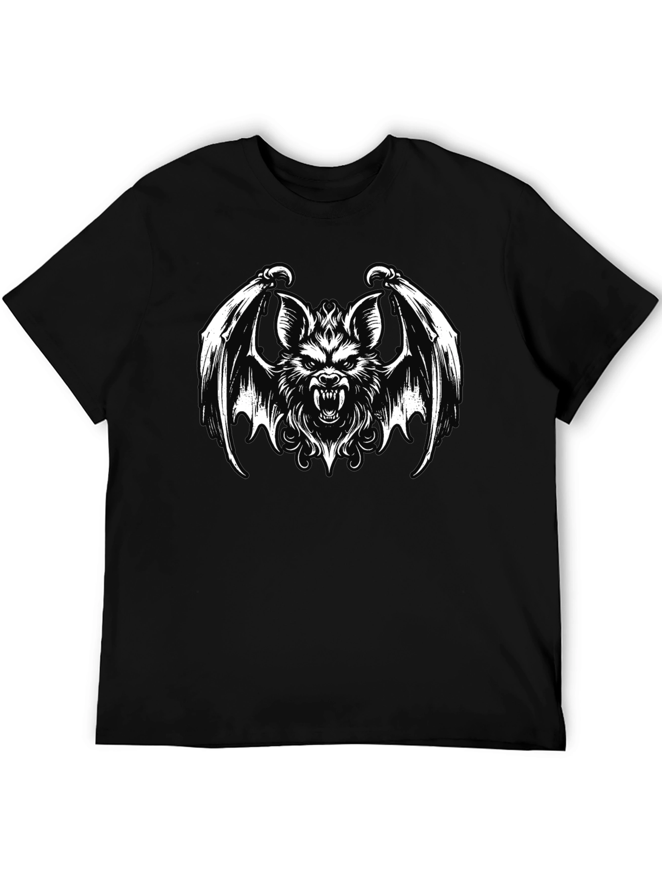 Mens Black T-Shirt - Bat Creature Graphic Tee