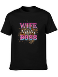 Wife Mom Boss Leopard Print Graphic T-Shirt