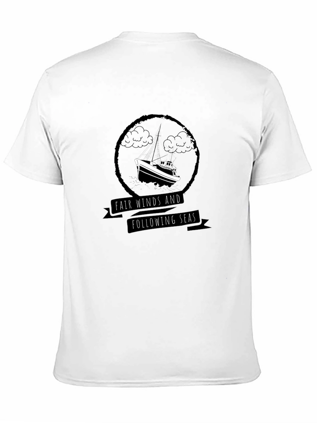 Nautical Black T-Shirt - Fair Winds & Following Seas