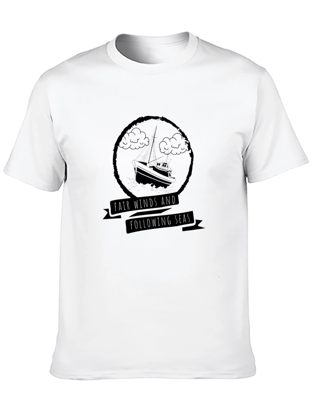 Nautical Black T-Shirt - Fair Winds & Following Seas