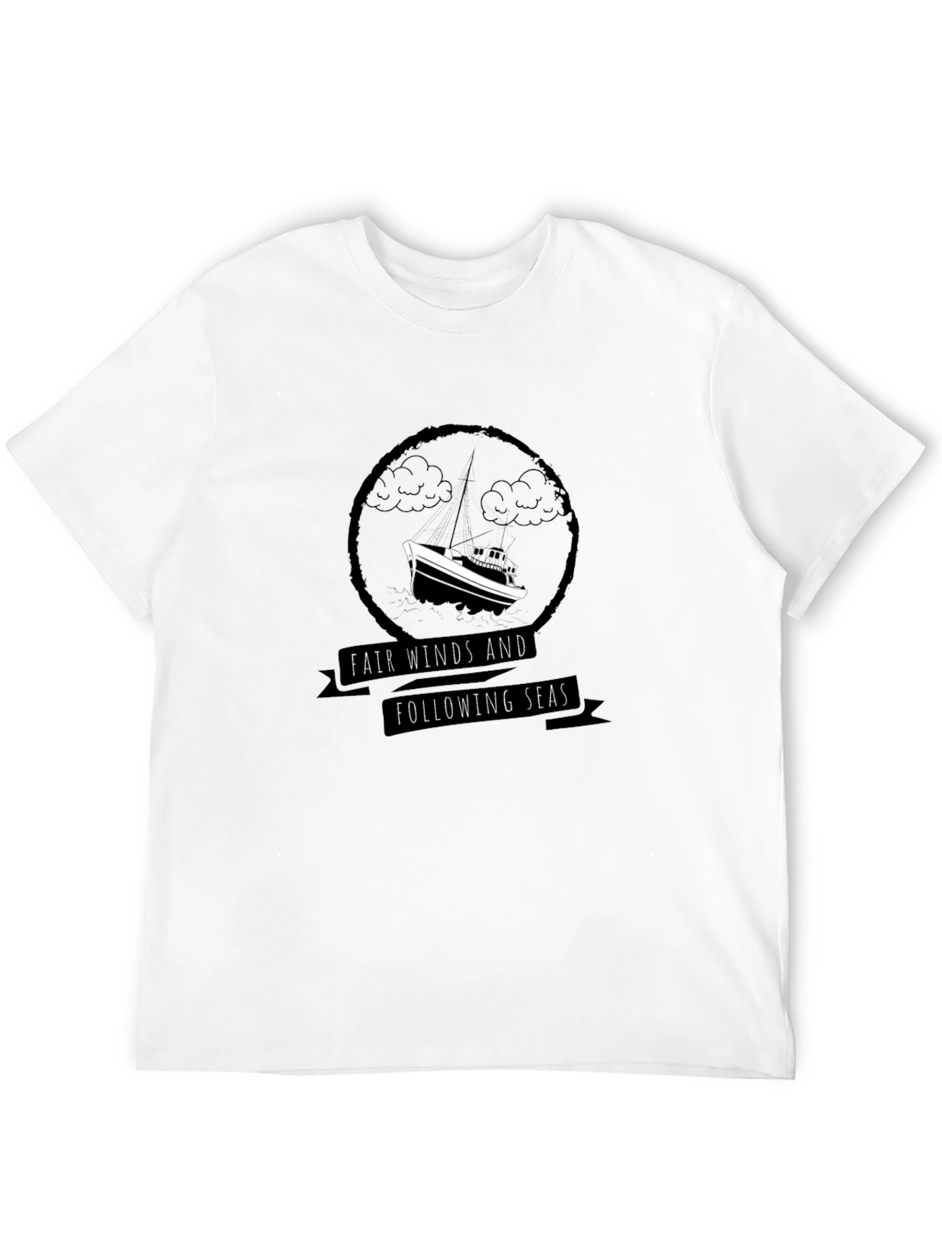 Nautical Black T-Shirt - Fair Winds & Following Seas