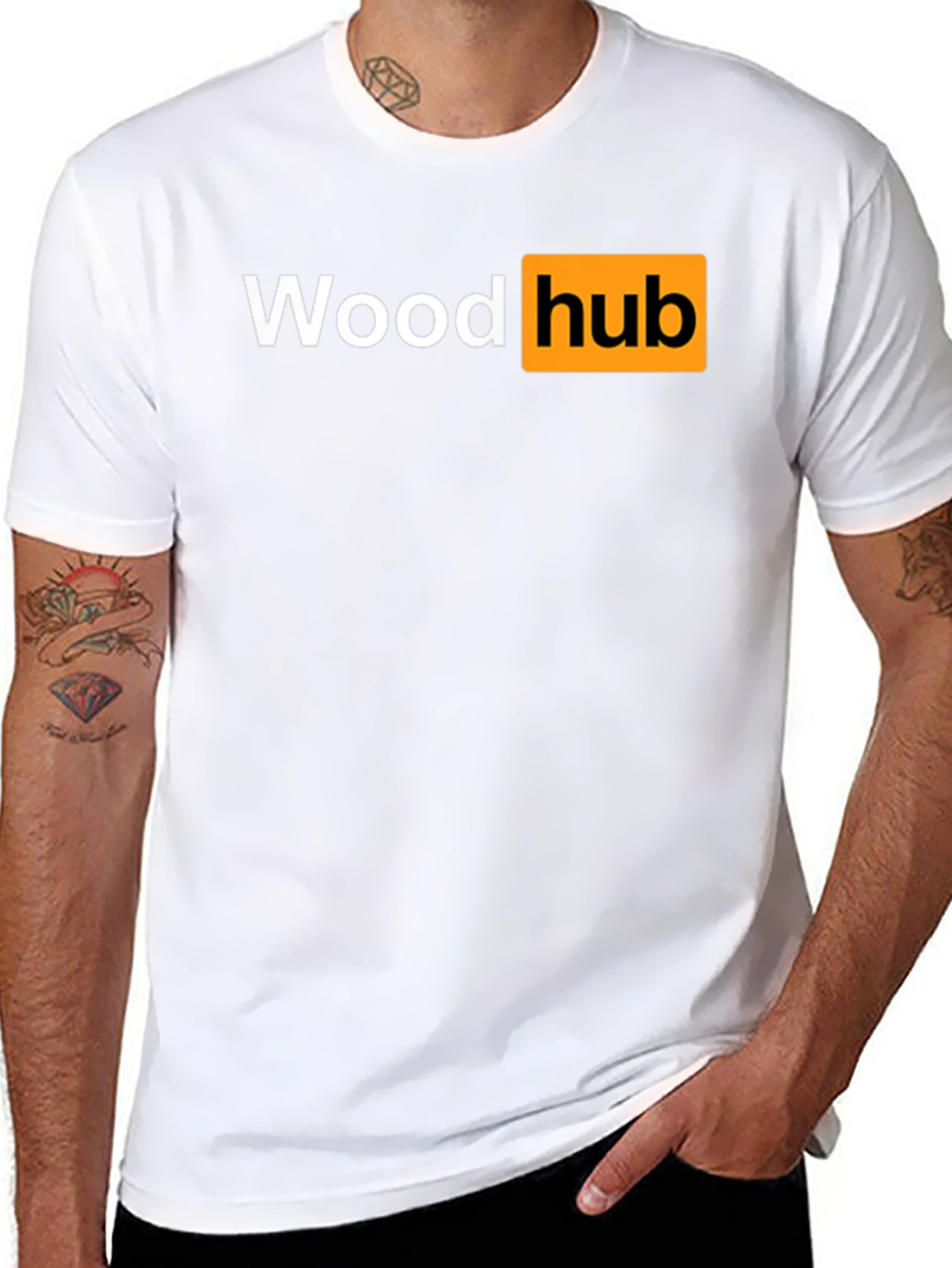 Wood Hub Black T-Shirt - Funny Design
