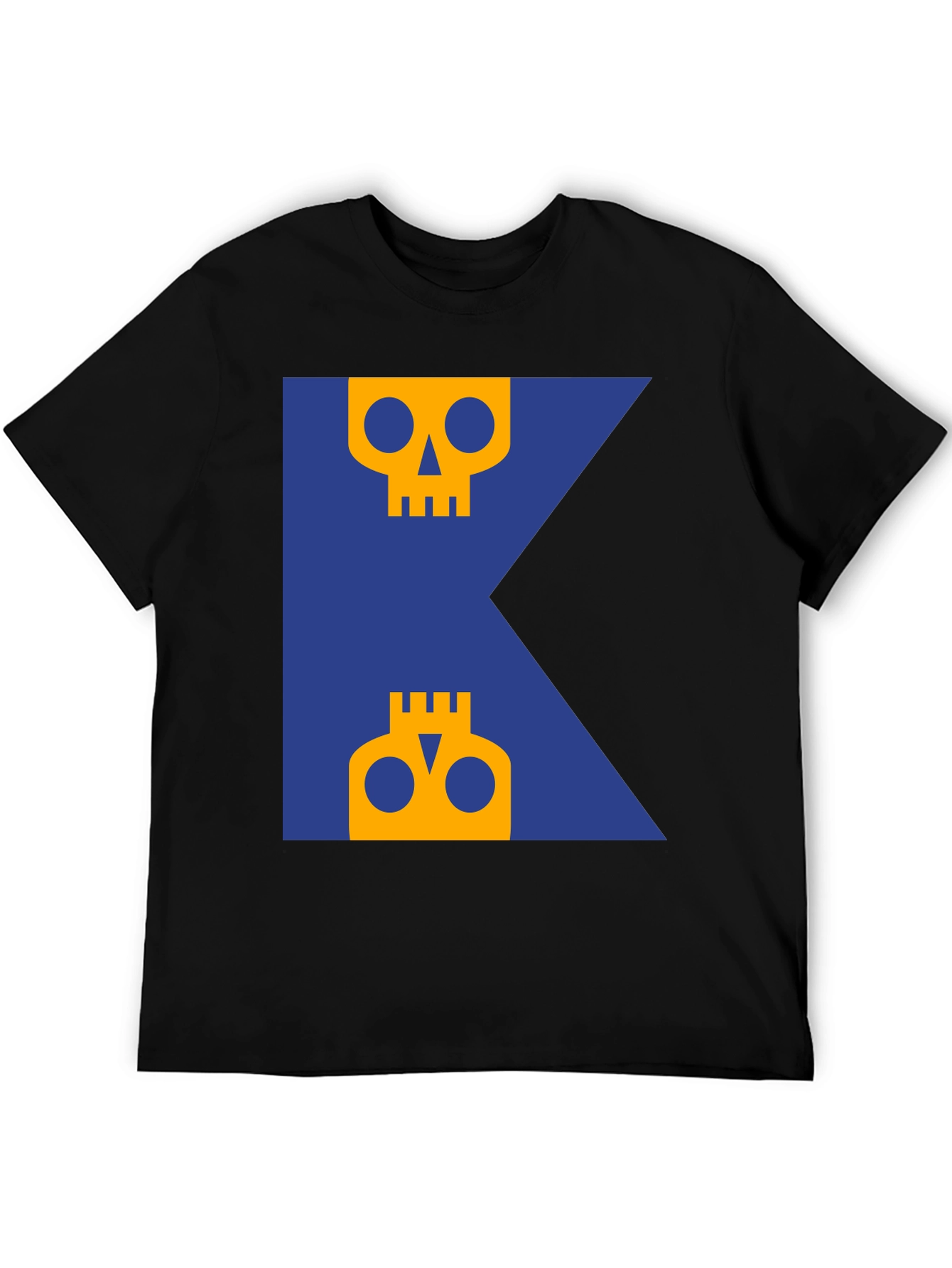 Skull Graphic Tee - Modern Blue & Yellow Design