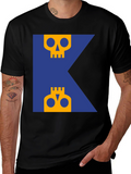 Skull Graphic Tee - Modern Blue & Yellow Design