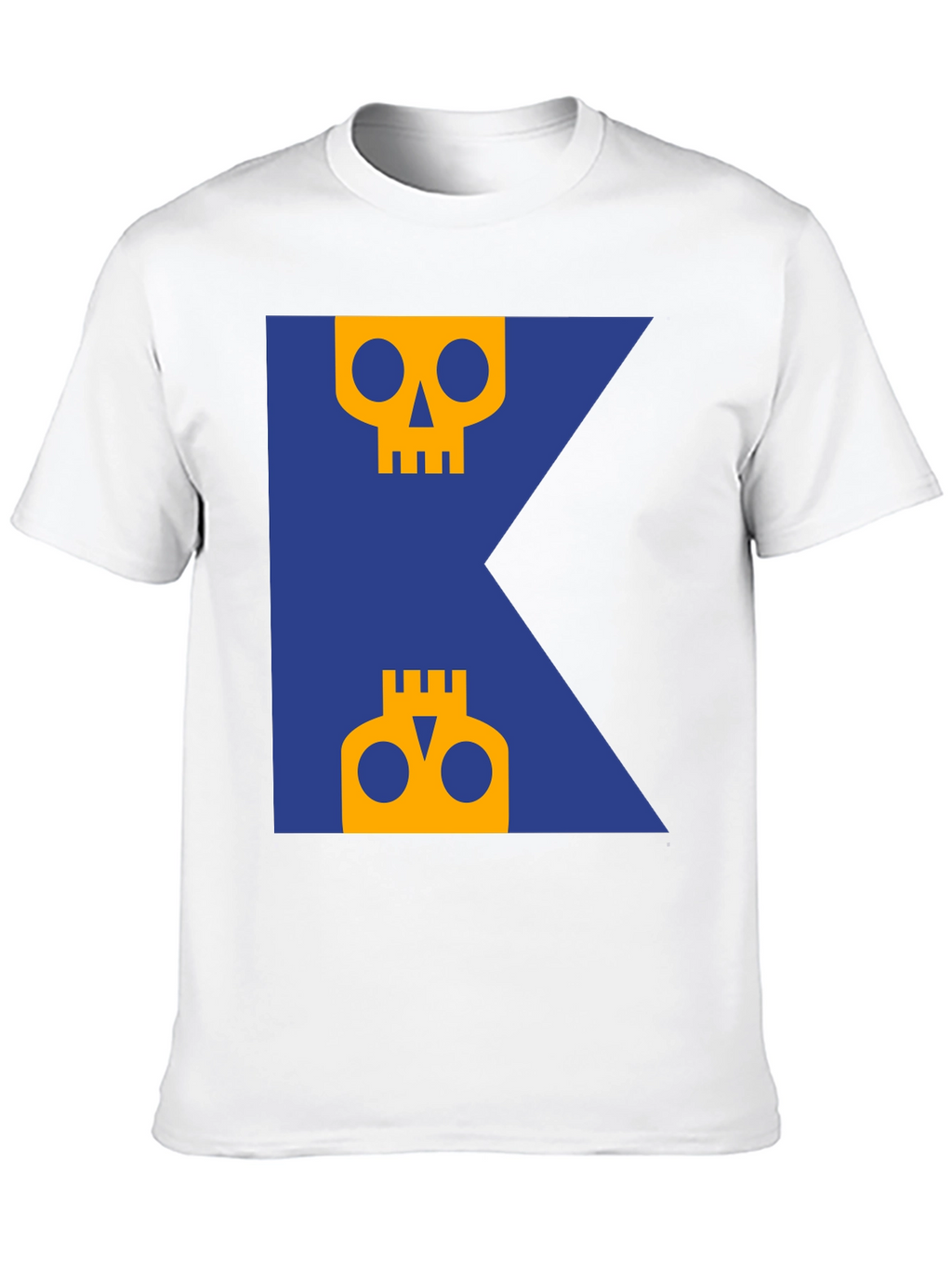Skull Graphic Tee - Modern Blue & Yellow Design