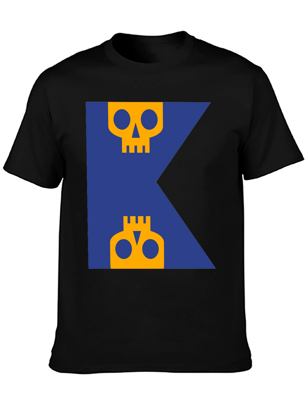 Skull Graphic Tee - Modern Blue & Yellow Design