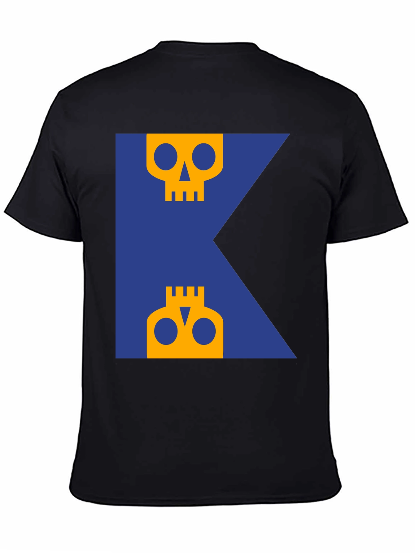 Skull Graphic Tee - Modern Blue & Yellow Design