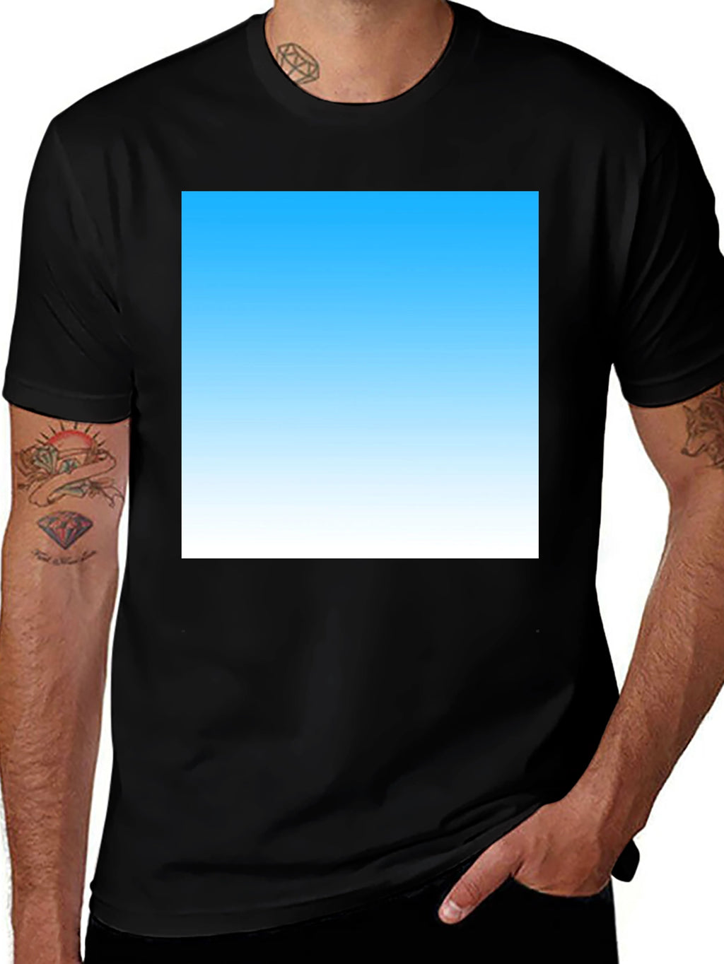 Sky Blue Gradient T-Shirt - Modern Casual Tee