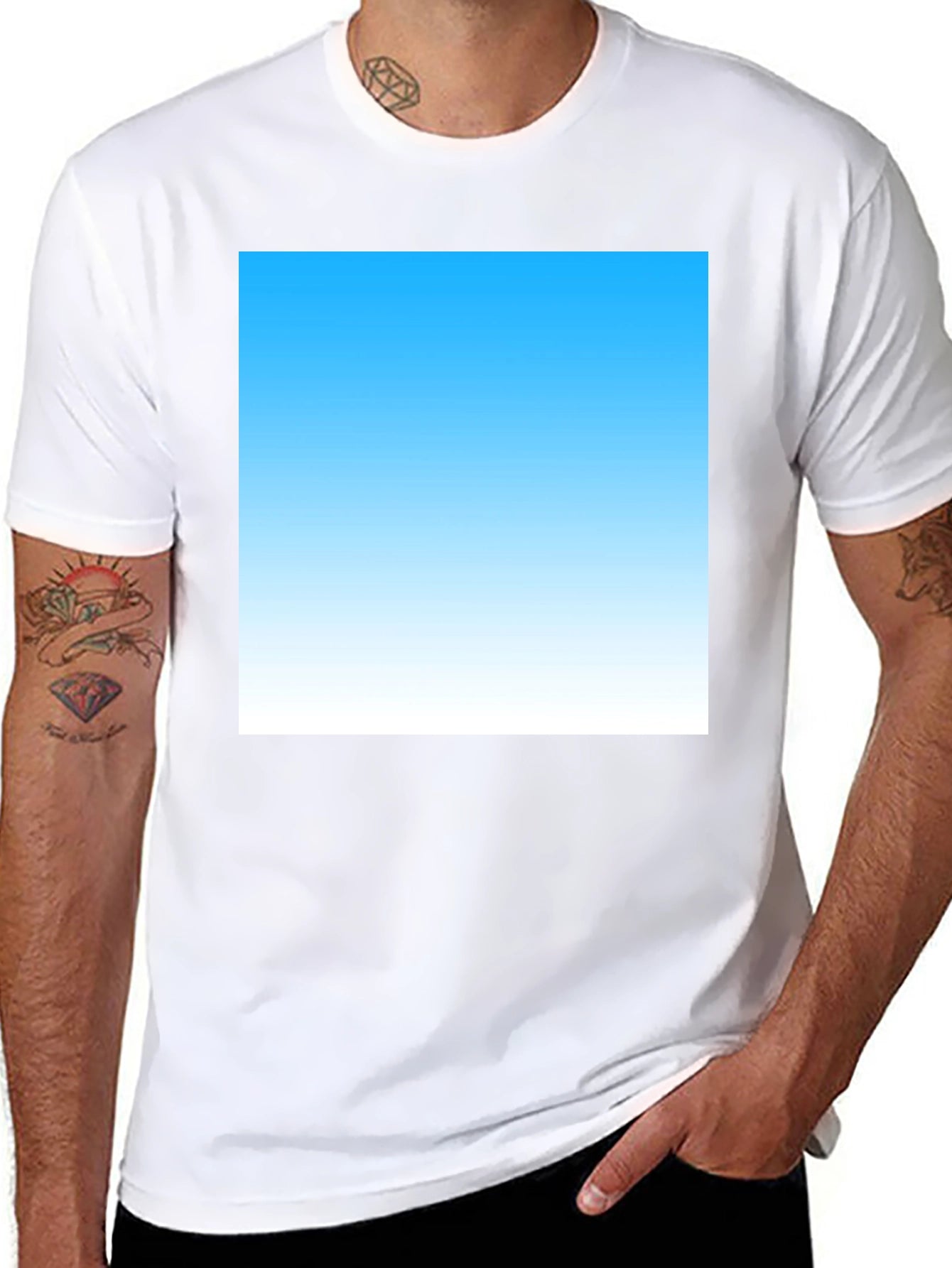 Sky Blue Gradient T-Shirt - Modern Casual Tee