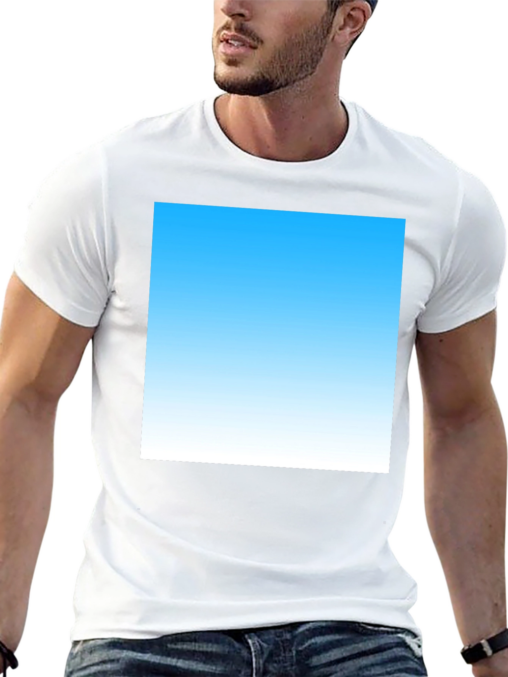 Sky Blue Gradient T-Shirt - Modern Casual Tee