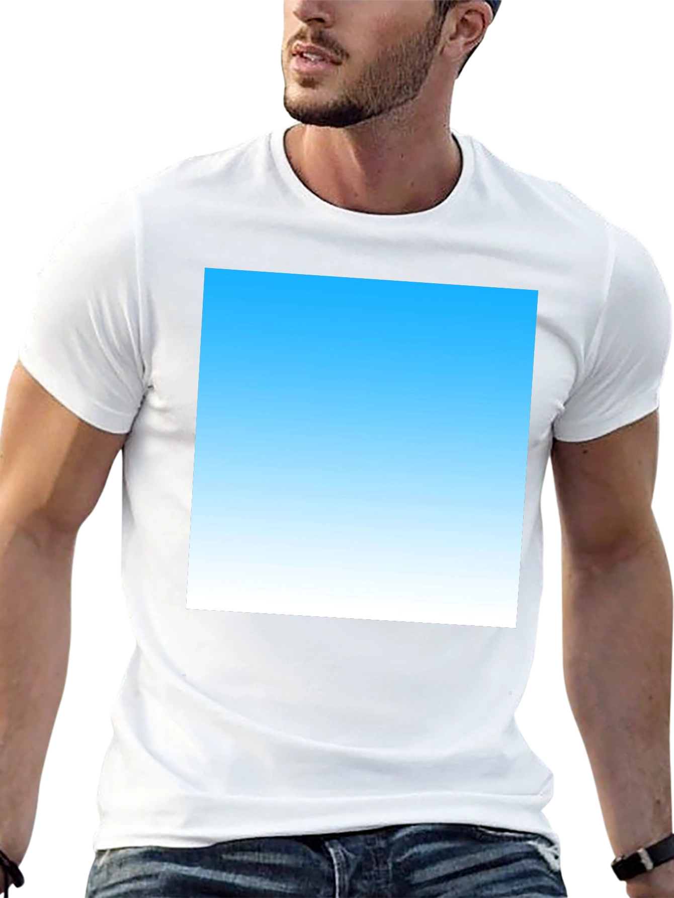 Sky Blue Gradient T-Shirt - Modern Casual Tee
