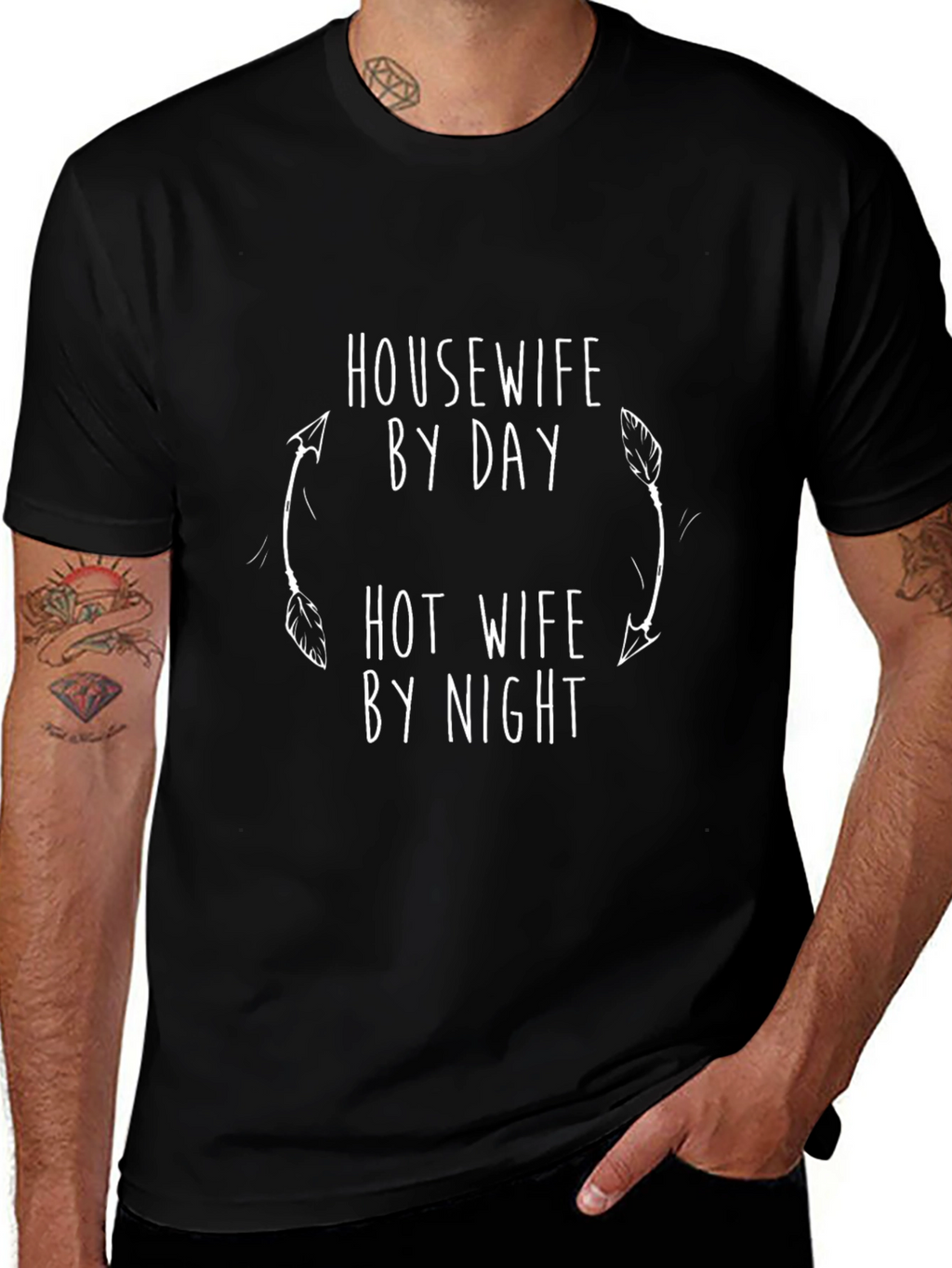Housewife By Day Hot Wife By Night Novelty T-Shirt