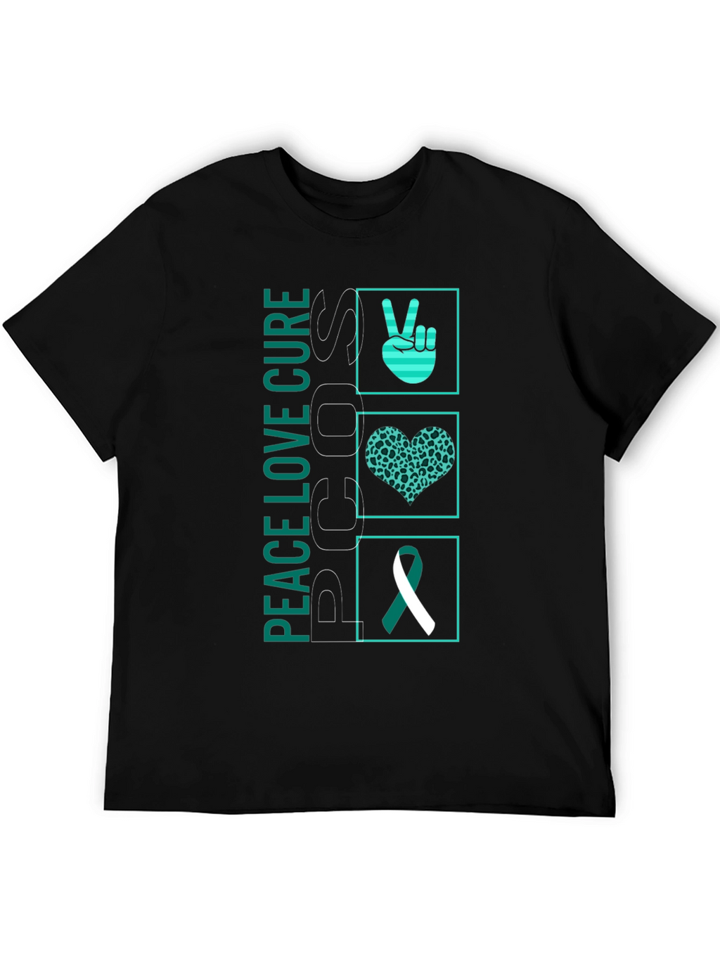 Peace Love Cure PCOS Awareness Graphic Tee