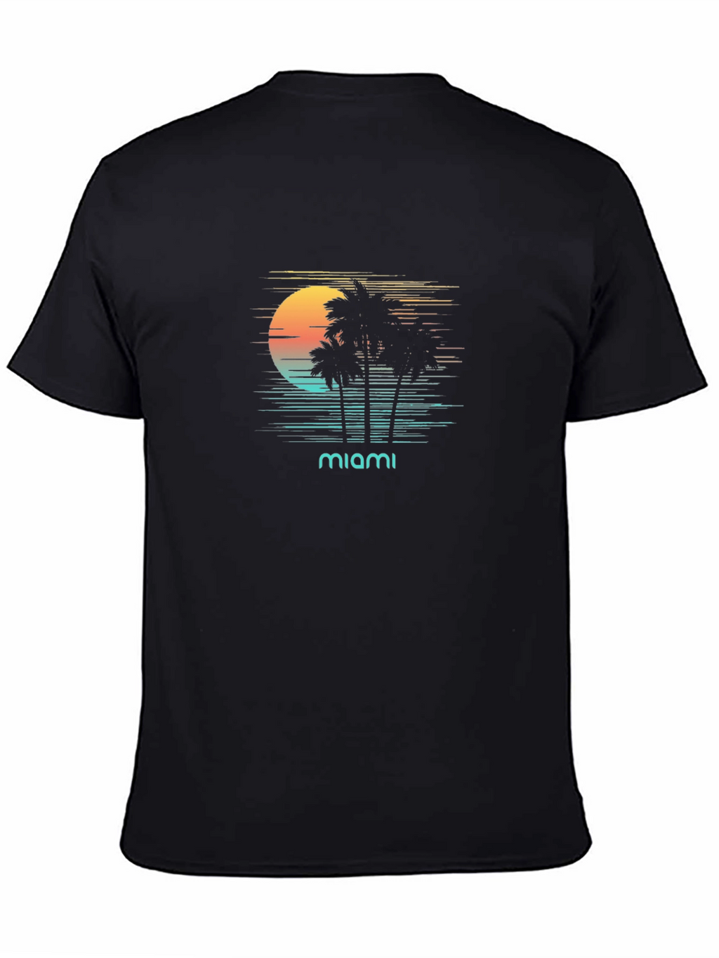 Miami Sunset Graphic T-Shirt - Retro Palm Tree Design