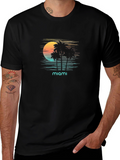 Miami Sunset Graphic T-Shirt - Retro Palm Tree Design