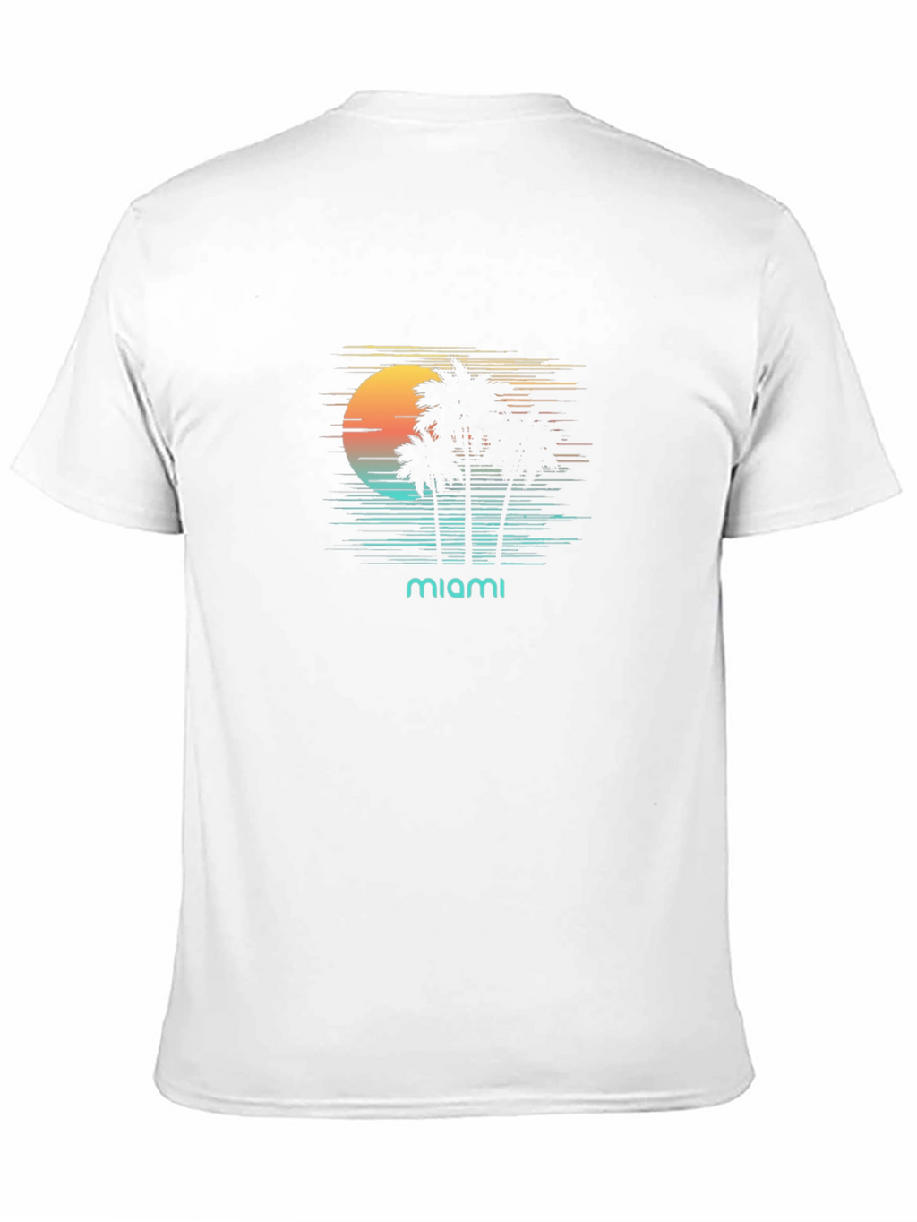 Miami Sunset Graphic T-Shirt - Retro Palm Tree Design