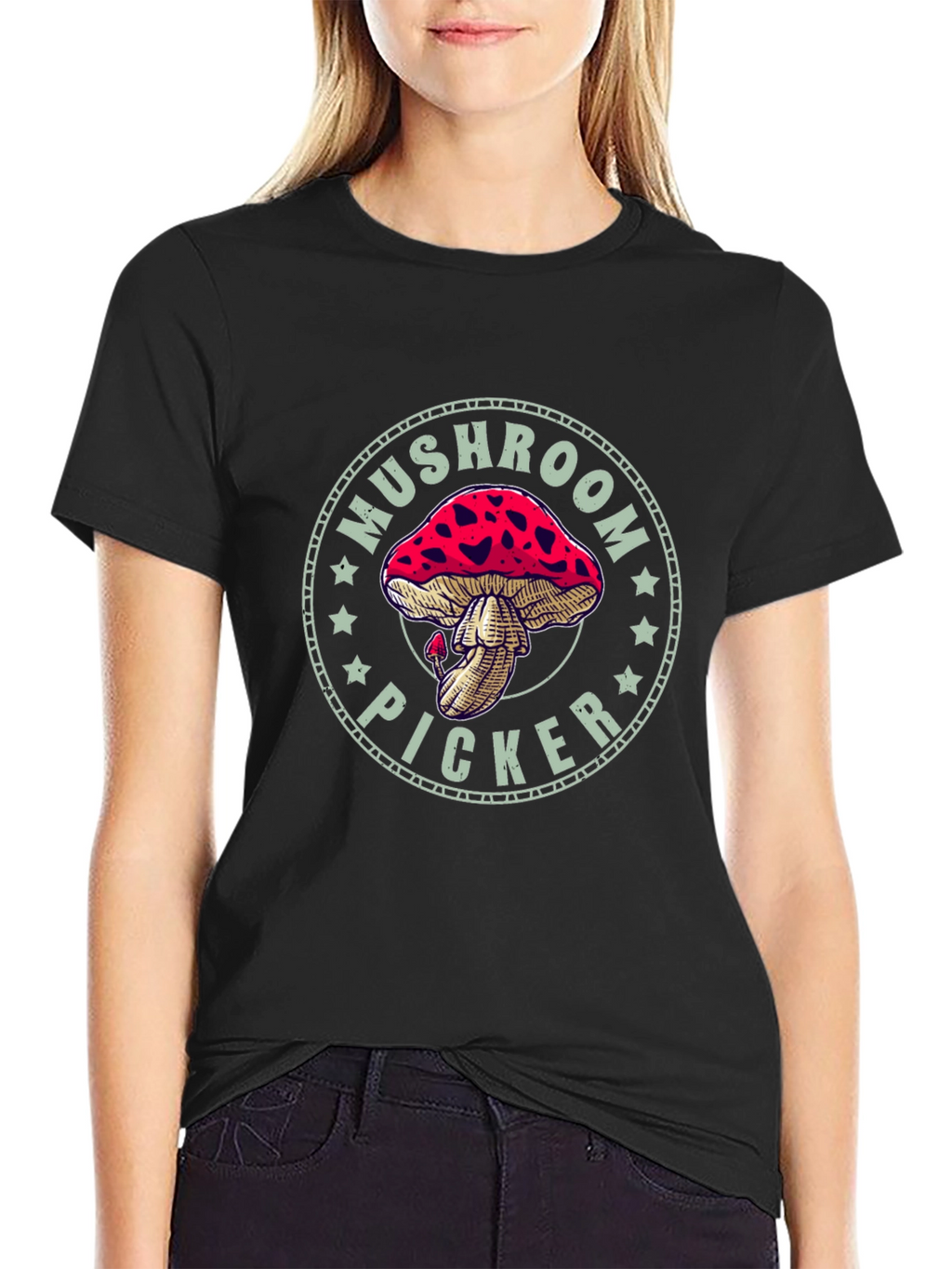 Mushroom Picker Graphic Tee - Black