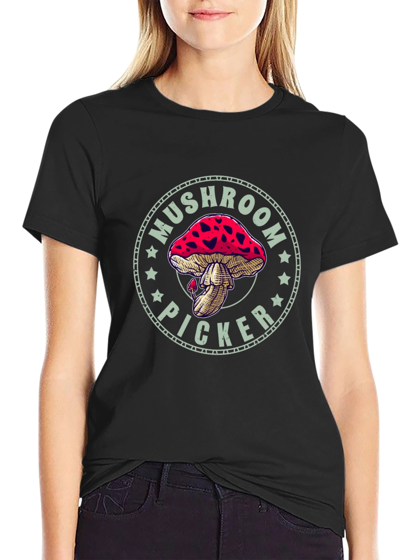 Mushroom Picker Graphic Tee - Black