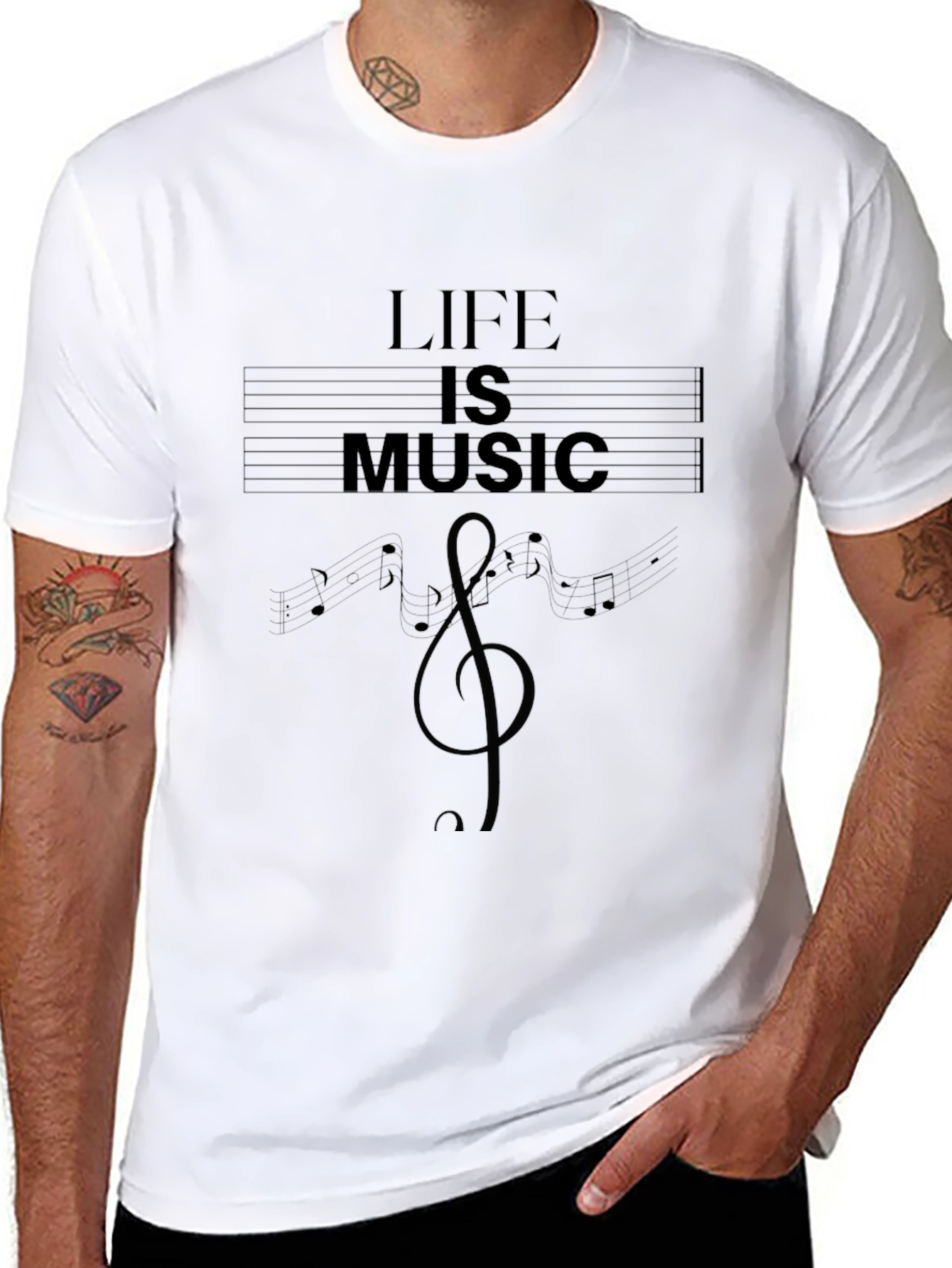 Life is Music Graphic T-Shirt - Black