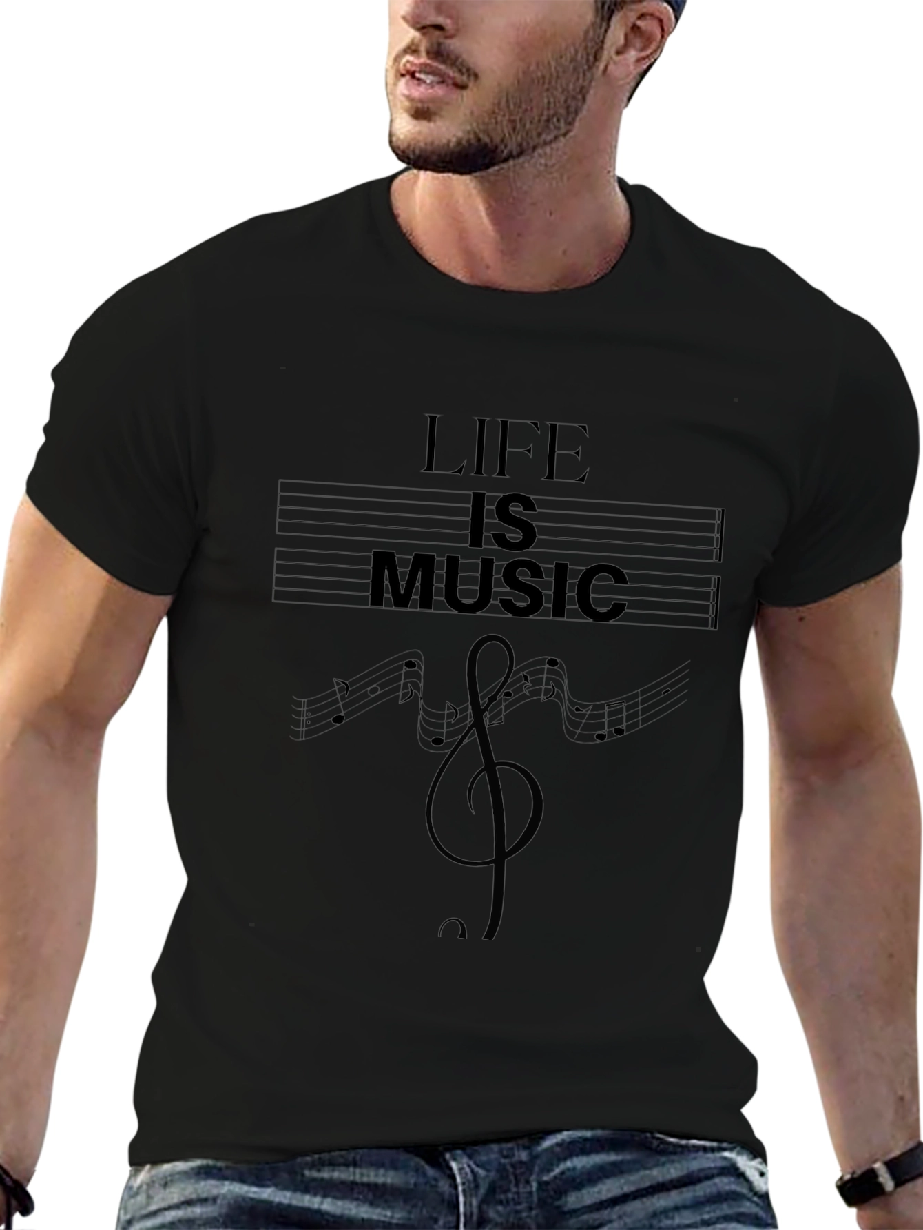 Life is Music Graphic T-Shirt - Black