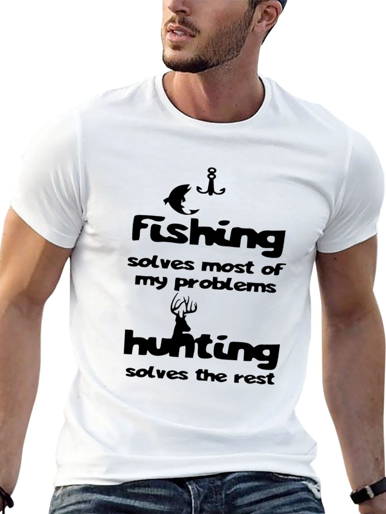 Fishing & Hunting Solve Problems Black T-Shirt