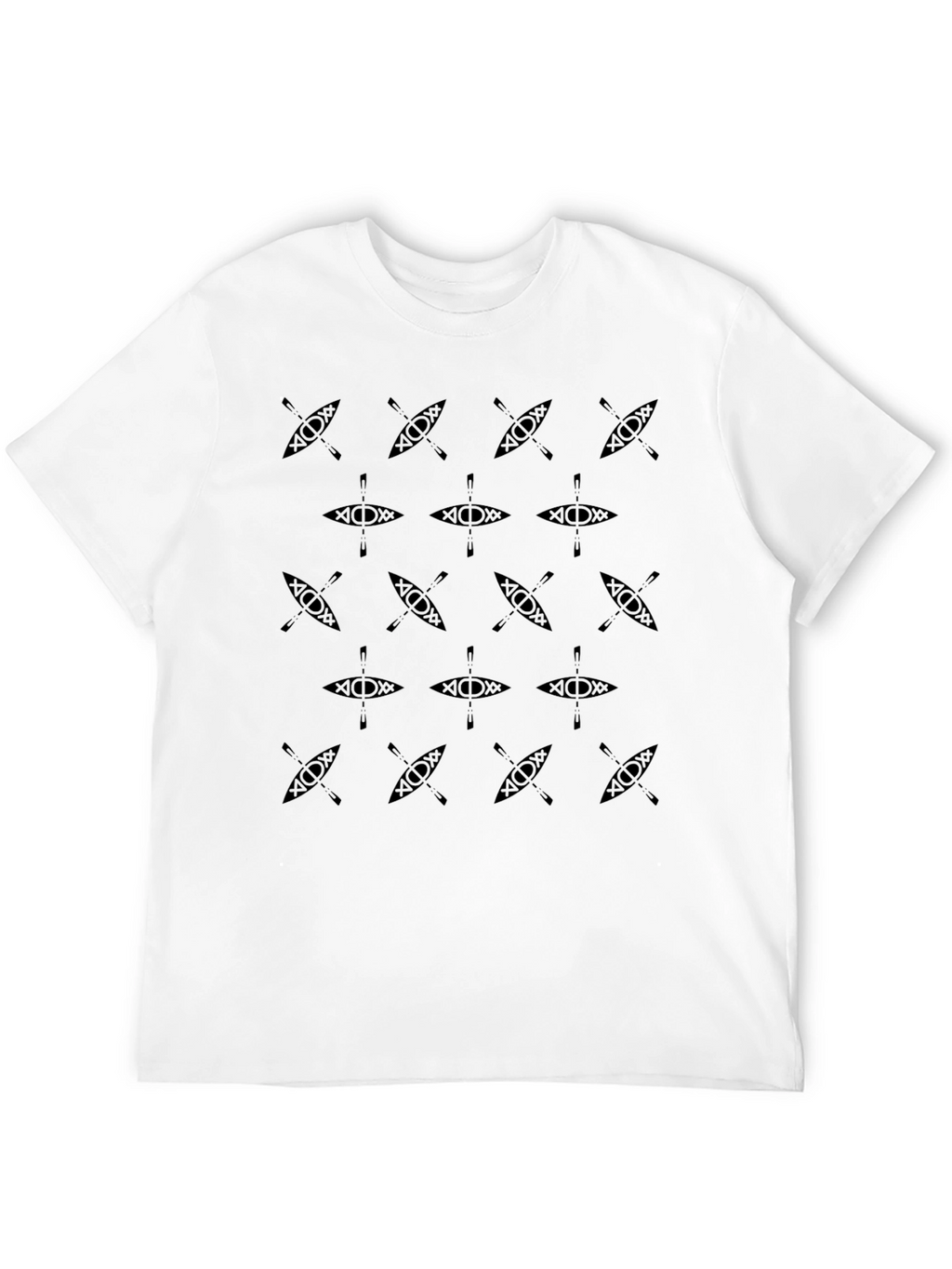 Kayak Pattern Black T-Shirt for Men