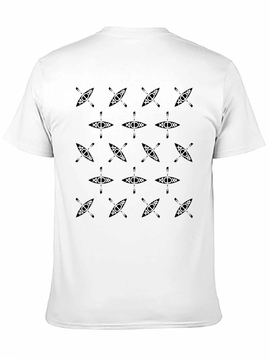 Kayak Pattern Black T-Shirt for Men