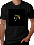Cool Cat Graphic Tee - Black Cotton T-Shirt