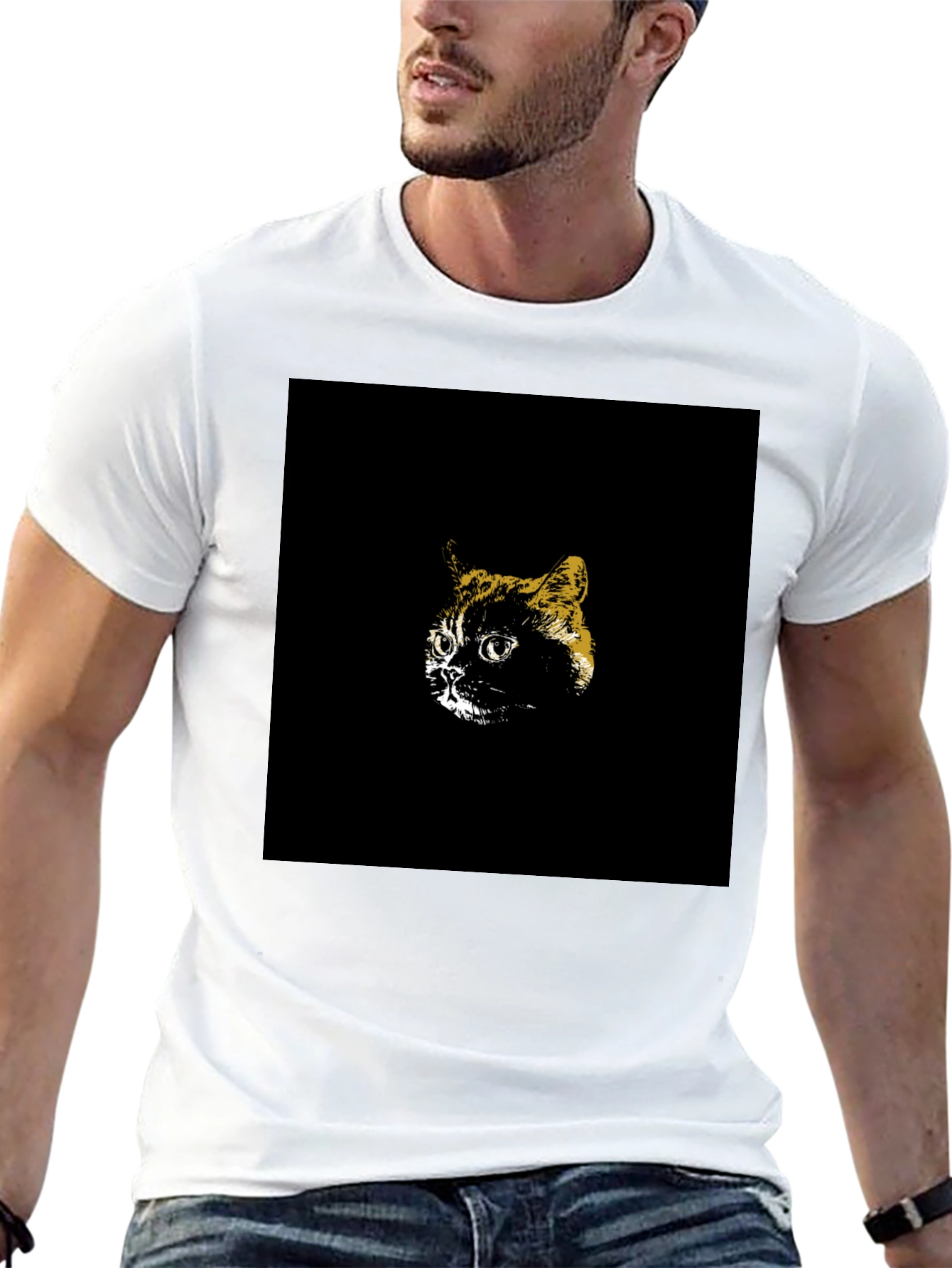 Cool Cat Graphic Tee - Black Cotton T-Shirt