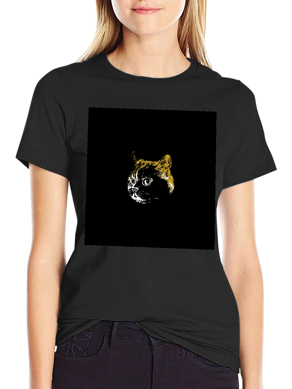 Cool Cat Graphic Tee - Black Cotton T-Shirt