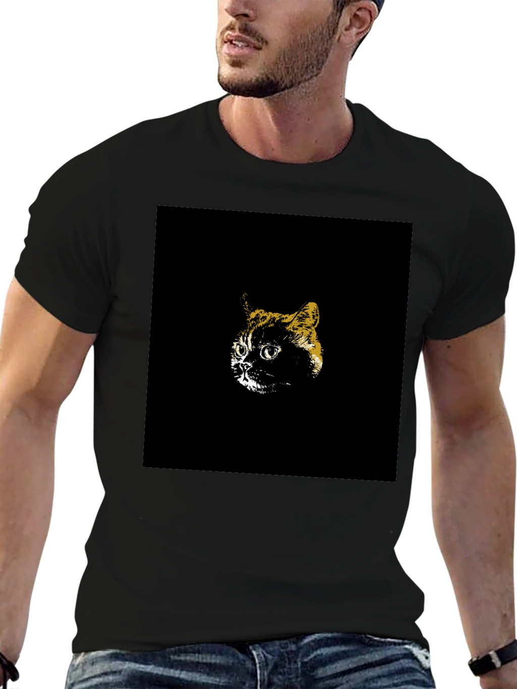 Cool Cat Graphic Tee - Black Cotton T-Shirt