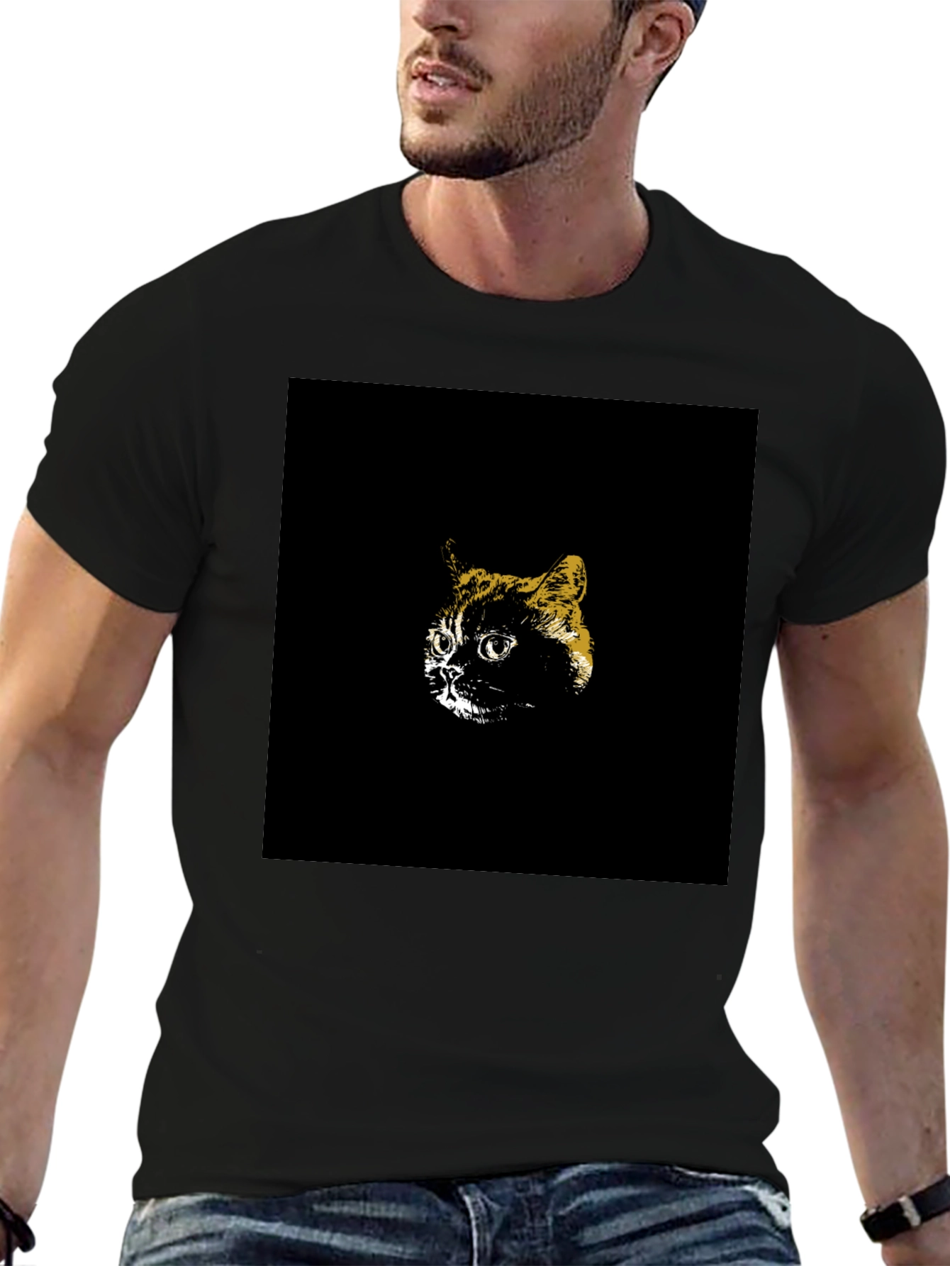 Cool Cat Graphic Tee - Black Cotton T-Shirt