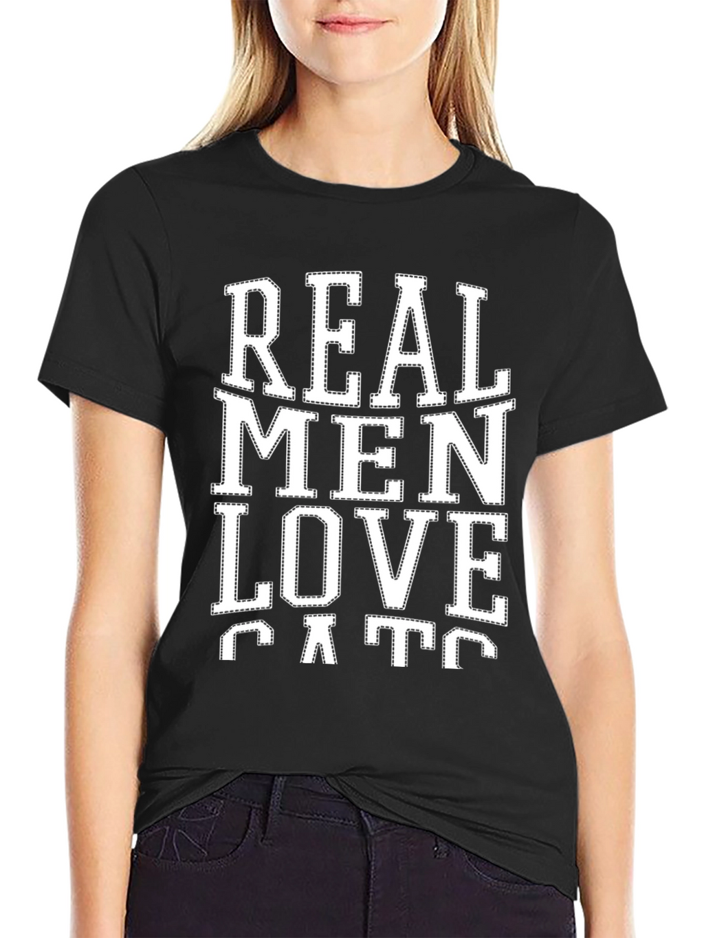 Real Men Love Cats Graphic Tee - Black