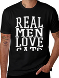 Real Men Love Cats Graphic Tee - Black