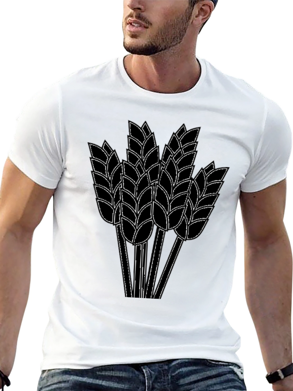 Wheat Graphic Print Black T-Shirt