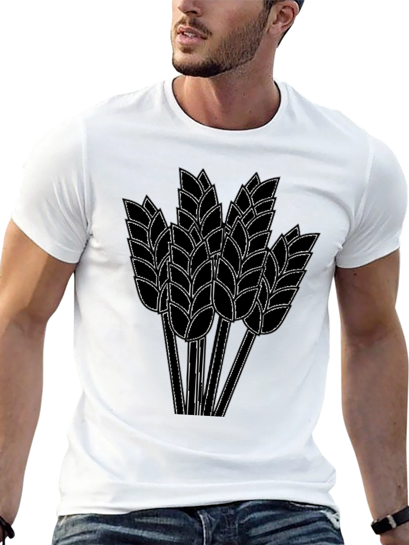 Wheat Graphic Print Black T-Shirt