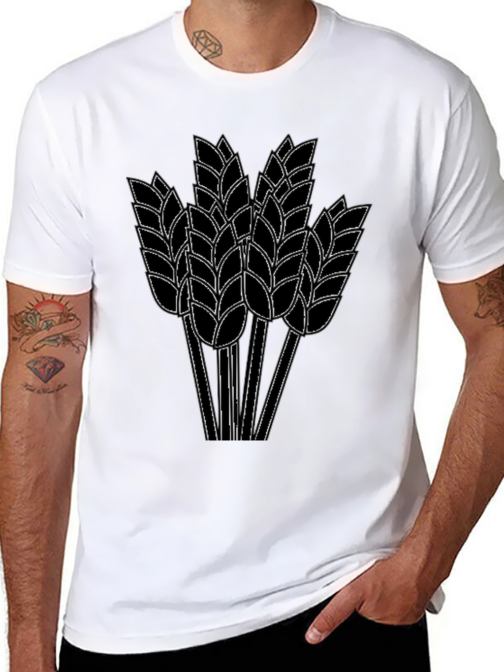 Wheat Graphic Print Black T-Shirt