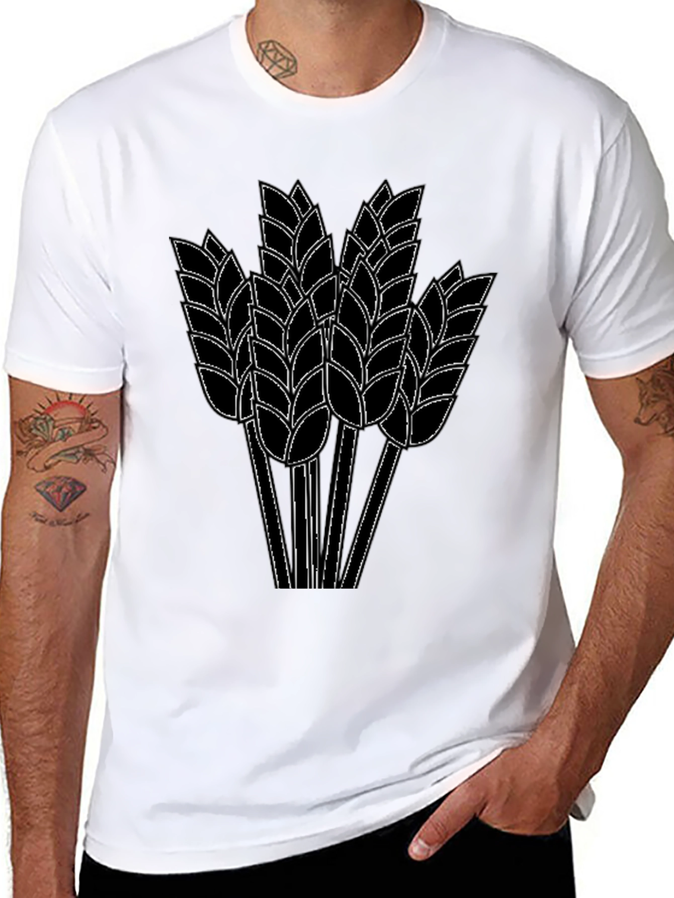 Wheat Graphic Print Black T-Shirt